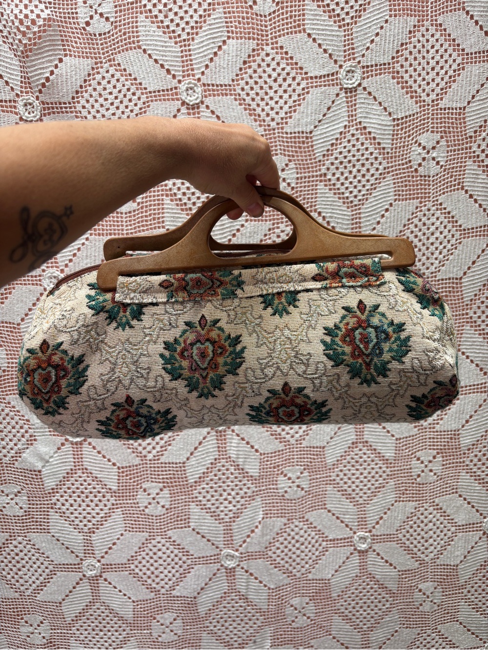 Vintage Floral Tapestry Handbag
